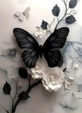 Mrnsiet Butterfly Cross Stitch Kits for Adults, Black Butterfly Stamped Cross Stitch Kits for Beginners, Needlepoint Cross-Stitc