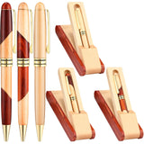 Zhanmai 3 Sets Wooden Ballpoint Pen Sets for Men Gift with Business Pen Case Display, Appreciation Gifts for Men Christmas Birth