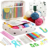 Tusmad Crochet Kit For Beginners Adults 107 Pcs Starter Crochet & Knitting Kit With Yarn, Hooks, Stitch Markers & Accessories,