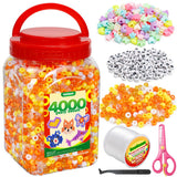 IOOLEEM Orange Solid & Glitter Bulk Pony Beads - 4000pc Kit for Friendship Bracelets & Jewelry Making, Easy Storage