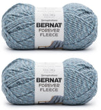 Bernat Forever Fleece Blue Wave Yarn - 2 Pack of 280g/9.9oz - Polyester - 6 Super Bulky - 194 Yards - Knitting/Crochet