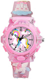 Papio Children Pink Color Analog 7 Color Led Light Silicone Strap Cute Cartoon Character Kids Watch For Girls And Boys (Kd-136)