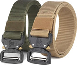Tpm Tactical Military Belt, Heavy Duty Nylon Web Belt With Quick Release Metal Buckle, Army Green And Khaki