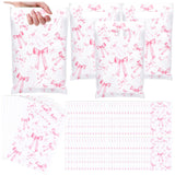 Supervitae 100 Pcs Plastic Pink Bow Gift Bags Coquette Bow Party Favor Bags Bulk with Handles for Birthday Wedding Bridal Shower