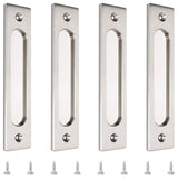 MOROBOR 180MM Rectangual Recessed Sliding Door Handle, 4pcs Brushed Steel Flush Pulls Aluminum Alloy Closet Finger Pull with Mou