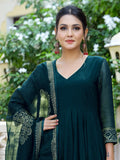 Anni Designer Women'S Rayon Blend Solid Anarkali Kurta With Pant & Dupatta (Magic-Kerosin-Nw_S_Dark Blue_Small),Dark Blue,S,,,