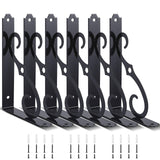 Shimeyao 6 Pack 5 Inch Decorative Shelf Bracket Heavy Duty Wall Mounted Floating Bracket Metal Iron l Shape Black Shelf Support