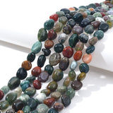 jodaying 6-8mm Natural Indian Agate Nuggets Oval Free Tumbled Pebble Semi Precious Gemstone Loose Stone Beads Approx 15.5 inch f