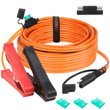 CUZEC SAE to Battery Clamp Cord, 12 AWG 30-Amp Weatherproof Cable with Fuse Holder, Alligator Clips for Motorcycle, ATV, RV (17f