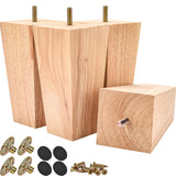 Btowin 6 inch Solid Wood Furniture Legs, 4Pcs Mid-Century Modern Wooden Pyramid Replacement Feet with Threaded 5/16'' Hanger Bol