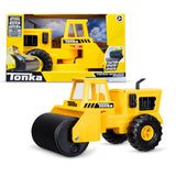 Basic Fun Tonka Steel Road Roller, Made of Real and Durable Steel, Yellow Demolition Toy with Realistic Operation, for Boys and