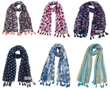 Fusfus WomenS Printed Chiffon Scarves And Stoles, Free Size(Multicolour, Fs1711) Pack Of 6 (Multicolor3)