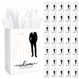 Zhanmai 100 Sets 5.91 x 3.15 x 8.27 Inches Wedding Welcome Bags with Sheets Tissue Paper and Handles Party Favor Bags Welcome to