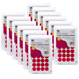 Charles Leonard Color Coding Labels, 3/4, Red, 1000 Per Pack, 12 Packs