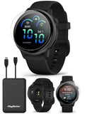 Garmin vivoactive 6 (Slate/Black) Fitness GPS Smartwatch Bundle - AMOLED Health Watch, 11-Day Battery Life, Body Battery, Music
