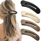 4 PCS Flat Claw Clips, Large Lay Flat Hair Clips for Women Girls, Strong Hold Non-slip Hair Claws for Thick Thin Hair (Matte 3)