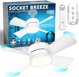 Bell+Howell Socket Breeze Modern Ceiling Fans with LED Lights, 10 LED E26/E27 Screw Base Mini Light Socket Fan with Cord for Bed