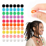 AD Beads 100PCS 8X10mm Soft Pony Silicone Beads for Hair, Mixed Color with 80 Elastic Bands, Tool and Storage Box Kit for Braids