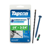 Tapcon 1/4 x 3-3/4 Inch Blue Climaseal Star Head Concrete Anchors, 8 PCS, Corrosion Resistant Coating, Heavy-Duty Concrete and M