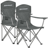 SONGMICS 2 Pack Folding Camping Chairs, Load 330 lb, Cup Holder and High Backrest, Heavy-Duty Structure, for Lawn, Garden, Fishi