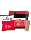 ReadyWise Whey Chocolate Powdered Milk Bucket - 60 Servings, Emergency Food Supply, Protein Camping Meals, Survival Kit & Campin