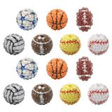 Stiesy 35Pcs Sport Ball Theme Chunky Acrylic Rhinestone Beads Volleyball Football Basketball Tennis Rugby Shape Spacer DIY Craft
