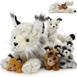 Muiteiur 5 Piece Lynx Stuffed Animals, Soft Bobcat Stuffed Animals with Babies,18-inch Plush Toy for Kids Girls Boys, Gift for B