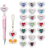 Frinnovan, 20 Pack Rhinestone Heart Shaped Beads for Beadable Pens Crystal Love Loose Large Spacer Bead DIY Earring Necklace Jew