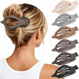 Oeusnael 6 PCS Large Flat Hair Clips for Women Girls, French Concord Lay Down Flat Claw Clips for Thick Thin Hair, Comfortable C