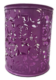 worison Purple Floral Design Pen Holder Desk Organizer Stationery Pen Stand for Office Study Table