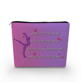 YULUENZE Gymnastics Makeup Bag Gymnastic Inspirational Organizer Bag Canvas Toiletry Zipper Pouch Follow Your Dreams Cosmetic Ba