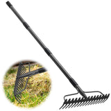 Rake, 17 Tines with 49 Inch Handle, 17 Inch Wide Heavy Duty Garden Thatch Leaf Rake for Raking Leaf Loosening Soil Gathering Mul