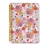 JKMBN Coquette Pencil Bow Teacher Spiral Notebook, Floral Teacher Journal
