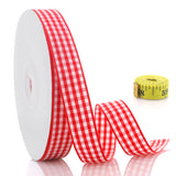 QingHan Red and White Gingham Ribbon: 5/8 Inch 25 Yards for Crafts Gift Wrapping