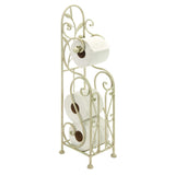 Deco 79 Metal Scroll Toilet Paper Holder with Space to Hold 3 Rolls, 8 x 6 x 24, Cream