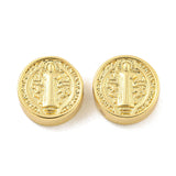 LiQunSweet 12MM 10 pcs Flat Round with Jesus Theme Brass Beads Real 18K Gold Plated Religious Saint Loose Spacer Beads for DIY J