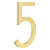 HASWARE Floating House Number 6 inch Stylish Door Numbers Alphabet Plaque Street Home Address Numerals (Golden, 5)