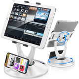 DeskLogics iPad Stand for Desk, Tablet Holder - 6 inch to 13 inch - Stable, Adjustable - 360 Swivel Angle Pen Phone iPad Stand f