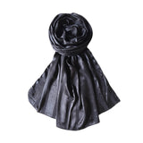 Fahabo Scarf Woman Premium SelfWoven Satin Silk Scarves | Hijab Scarf | Headscarf | Neck Scarf | Stoles | Wraps (Spider Black)