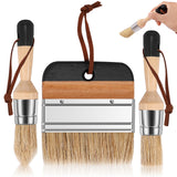 Like It Artist Professional Painting Brushes 3Pcs Wax Brushes Set With Flat Pointed Brush Natural Bristle Paint Brushes