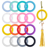 Framendino, 16 Pack Silicone Beadable O Rings Circle Bead Frame 65mm Round Loop Link Connectors Focal Pendant Charms DIY Keychai