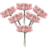 CCINEE 120 pcs Mini Paper Flowers,Mulberry Paper 1/2 Artificial Rose Flower with Stem for DIY Crafts Projects Scrapbooking Weddi