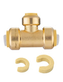 EFIELD Push-Fit Fitting 3/4 X3/4 X1/2 Tee to Connect Pex, Copper, CPVC Pipe with Two Size Disconnect Tool Clips