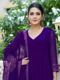 Anni Designer Women'S Rayon Blend Solid Anarkali Kurta With Pant & Dupatta (Magic-Violet-Nw_M_Violet_Medium),Violet,M,,,