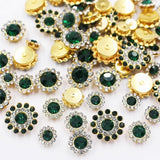 100 Pcs Sew on Rhinestones Gems Crystals Glass Metal Base Sewing Flower 8mm 10mm 12mm 14mm Claw Rhinestones for Garments Dress E