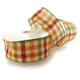 Ribbon Traditions Fall Gingham Plaid Orange/Green/Maroon Wired Ribbon 2 1/2 by 10 Yards