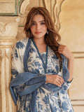 Lookmark Women'S Printed Cotton Blend A-Line Kurta Pant Dupatta Set With Lace - Elegant Ethnic Wear For Women - Perfect For Casual And Festive Occasions (Az-Lm-Og-Ks2114 Blue-M)