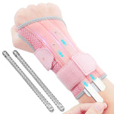 CURECARE 2 in 1 Wrist Brace for Carpal Tunnel, Wrist Splint with 2 Replaceable Matel Plates & Springs and 360 Adjustable Straps