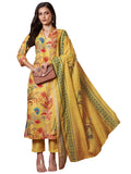 Gosriki Women'S Rayon Viscose Printed Straight Kurta With Pant & Dupatta (Pubani Mustard-Vks01-Gs_L_Mustard_Large),Mustard,,B0DV4D1MV3