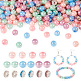 Elecrelive 230Pcs Glass Pearl Beads 8mm Round Pearlized Loose Beads Colorful Rhinestone Spacer Charms for Bracelet Necklace Earr